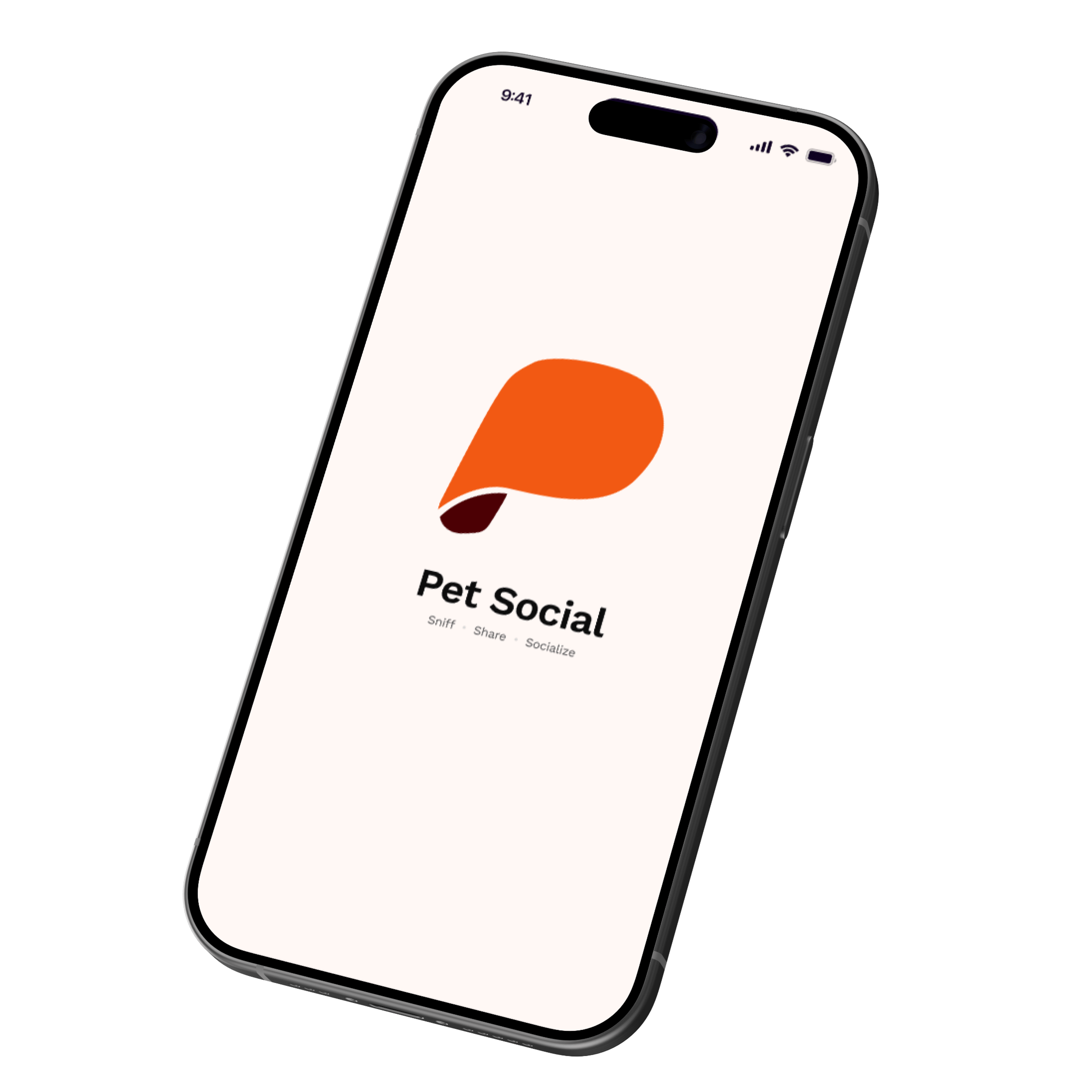 Multiple smartphone mockups displaying PetSocial app with analytics, profiles, and pet photos