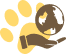 Globe with hand and paw print